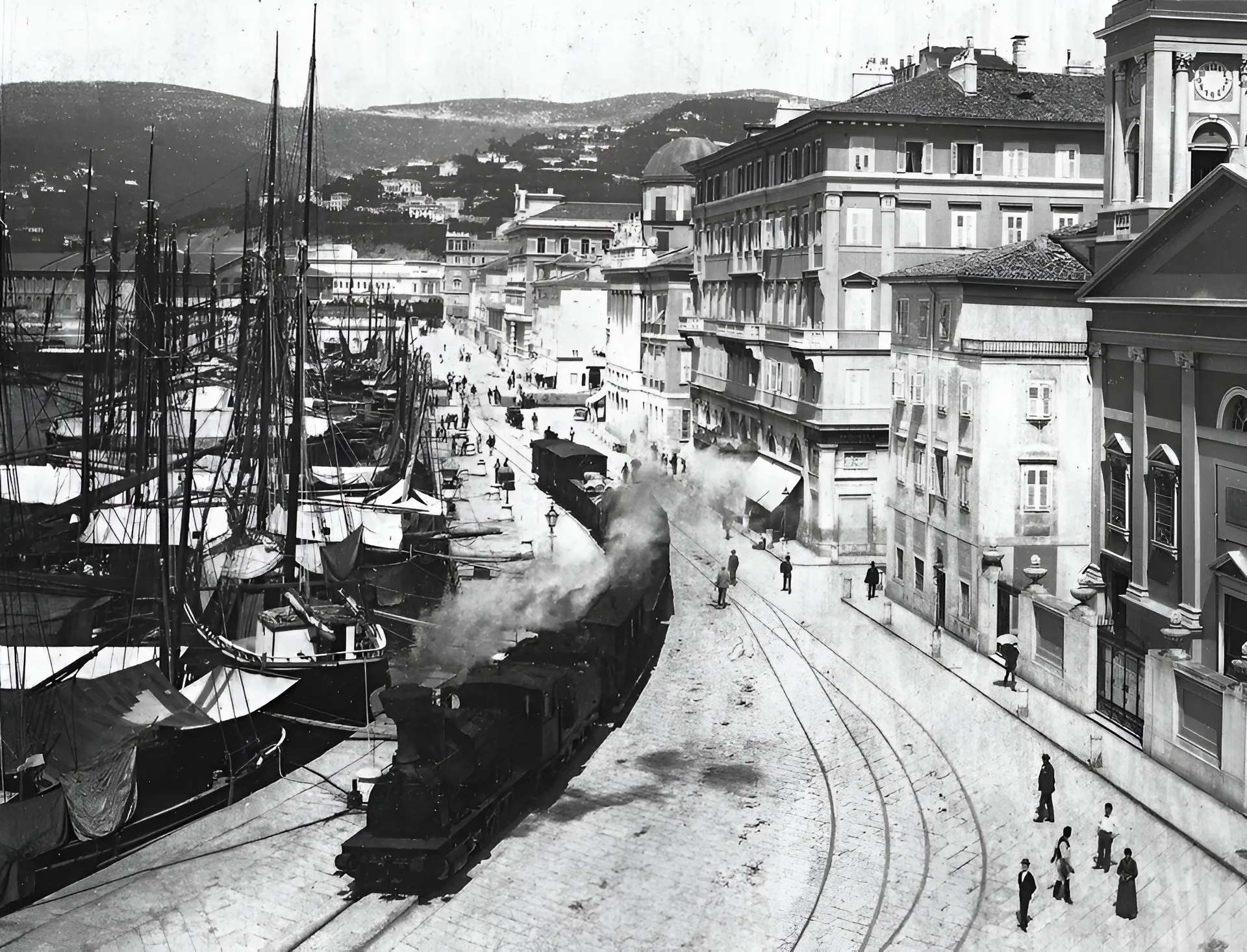 Rive of Trieste and Passing Train