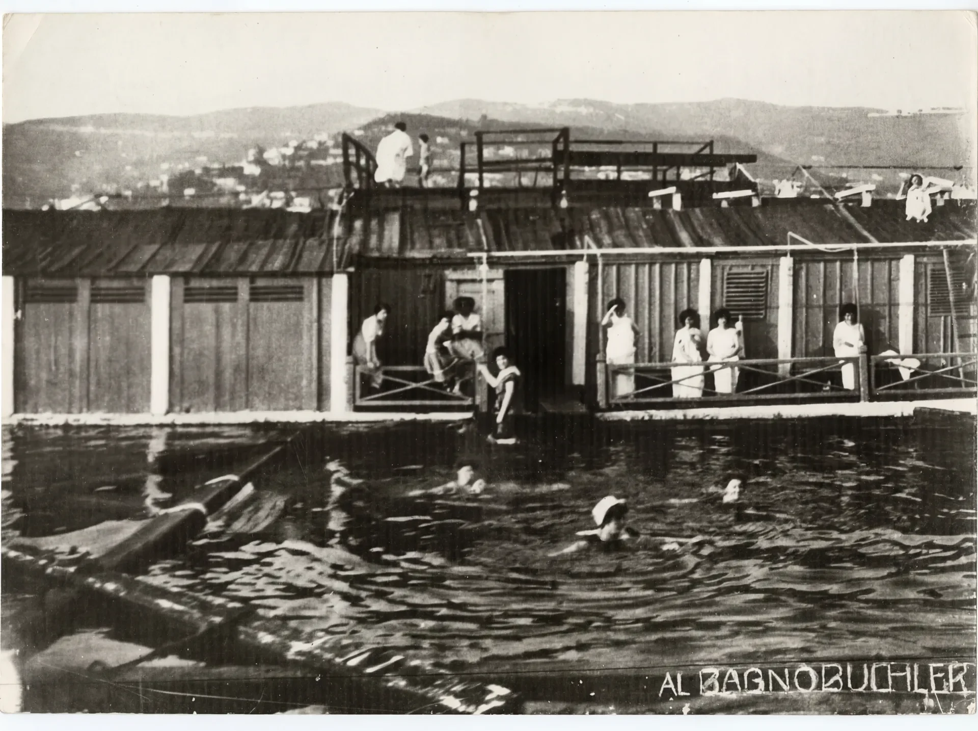Buchler Bath in Trieste: Swimmers Early 1900s