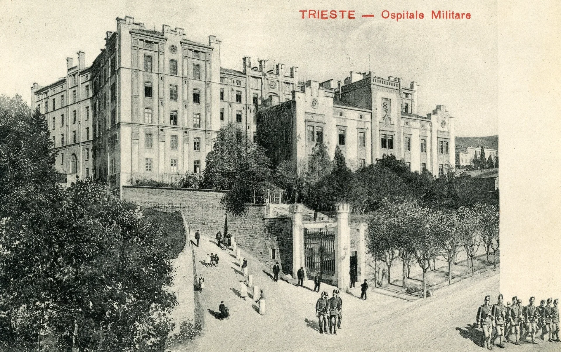 Military Hospital in Trieste and Marching Soldiers