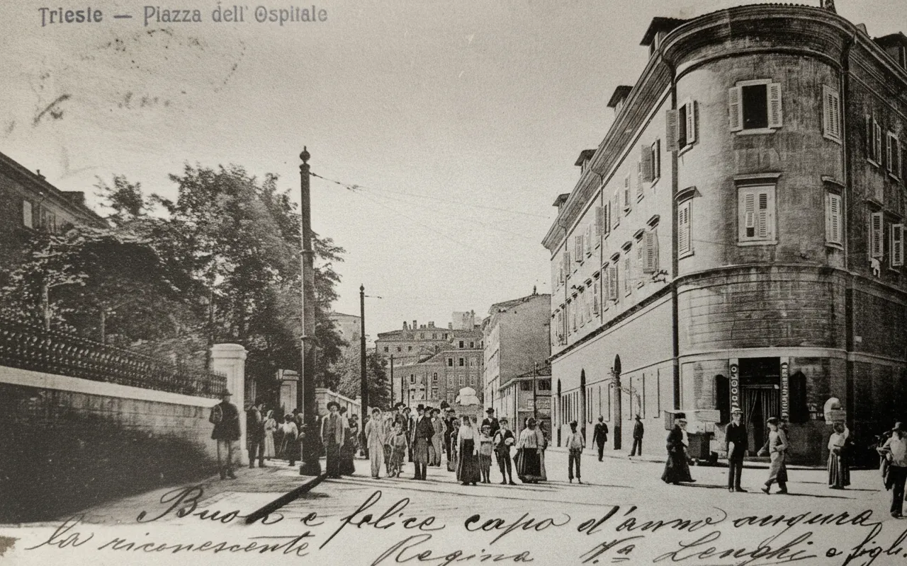Piazza dell'Ospitale – Vintage postcard from Trieste