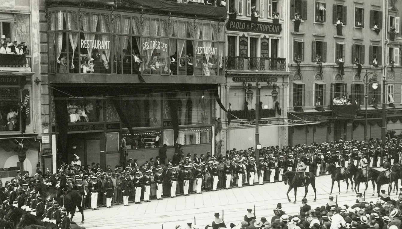 Funeral Procession of Archduke Francesco Ferdinando and his Wife - Piazza della Borsa