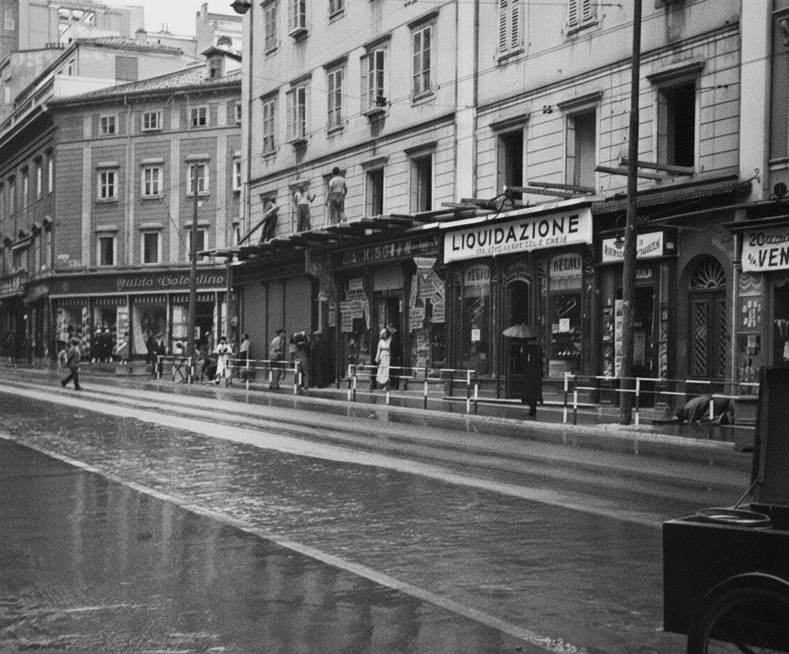 The Corso at the Intersection with Via S. Giacomo with Demolitions Started