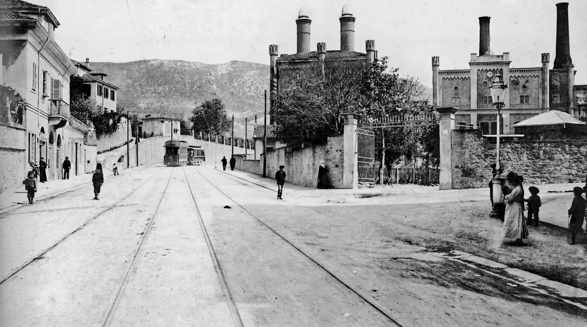 Dreher Brewery and tram in Via Giulia