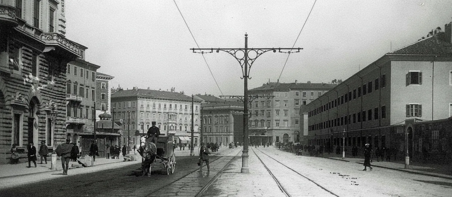 Unusual view of via del Torrente early 1900s