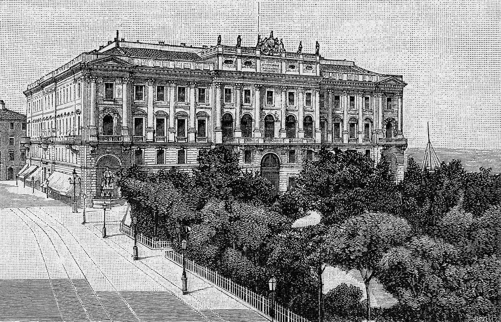 Trieste, Palazzo del Lloyd (Woodcut)