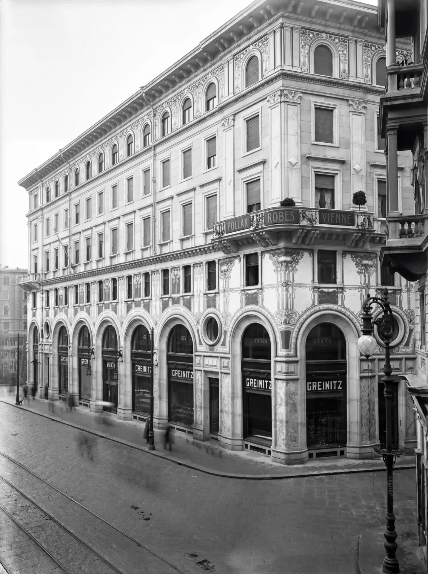 Palazzo Greinitz and historic shops in Trieste