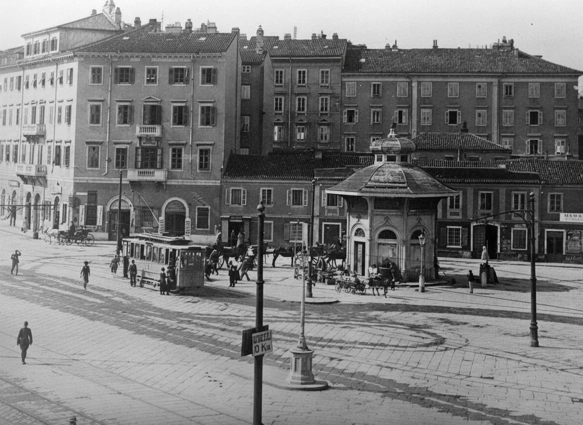 Piazza Caserma, today Dalmazia, with the large fountain
