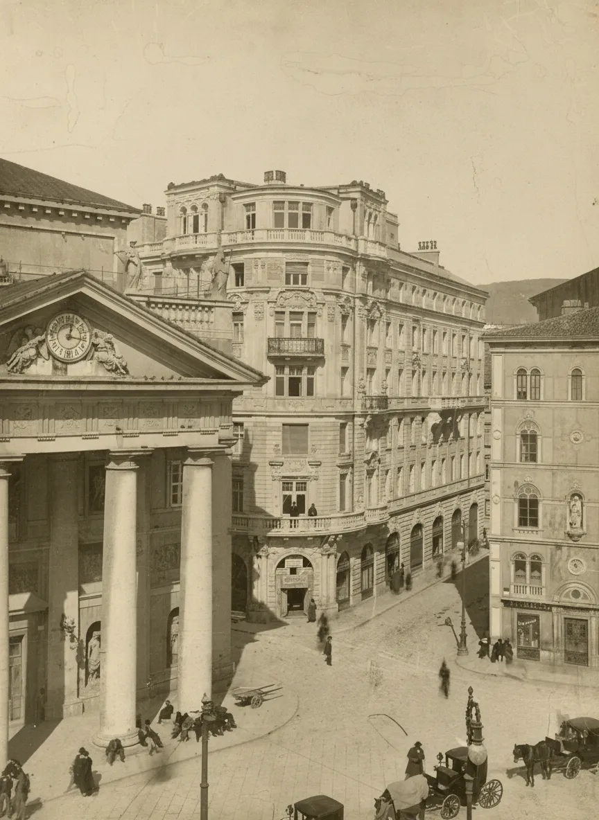 Piazza della Borsa and Palazzo Dreher