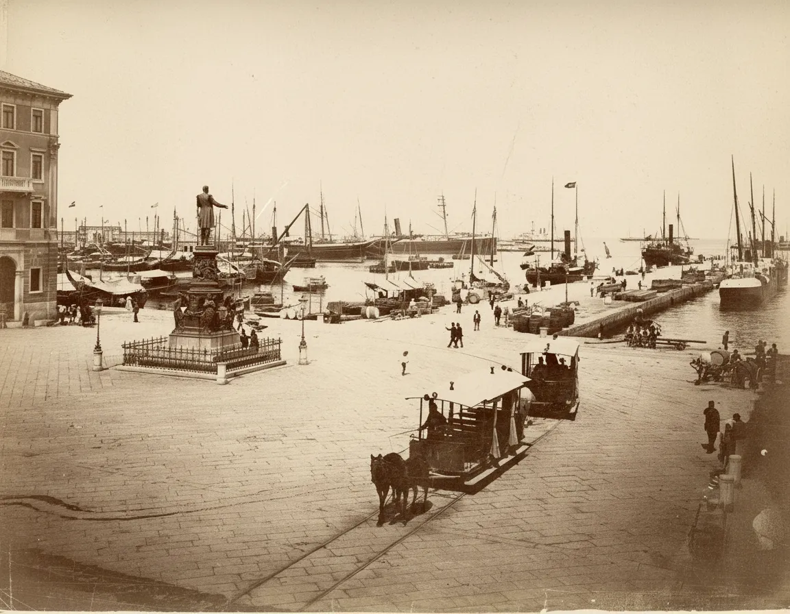 Piazza Giuseppina and Trieste Port (historic photo)