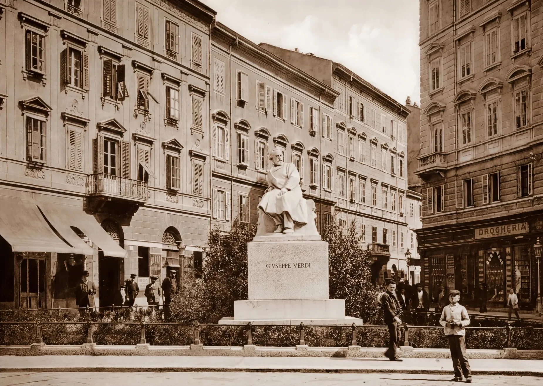 Piazza San Giovanni and Giuseppe Verdi Statue
