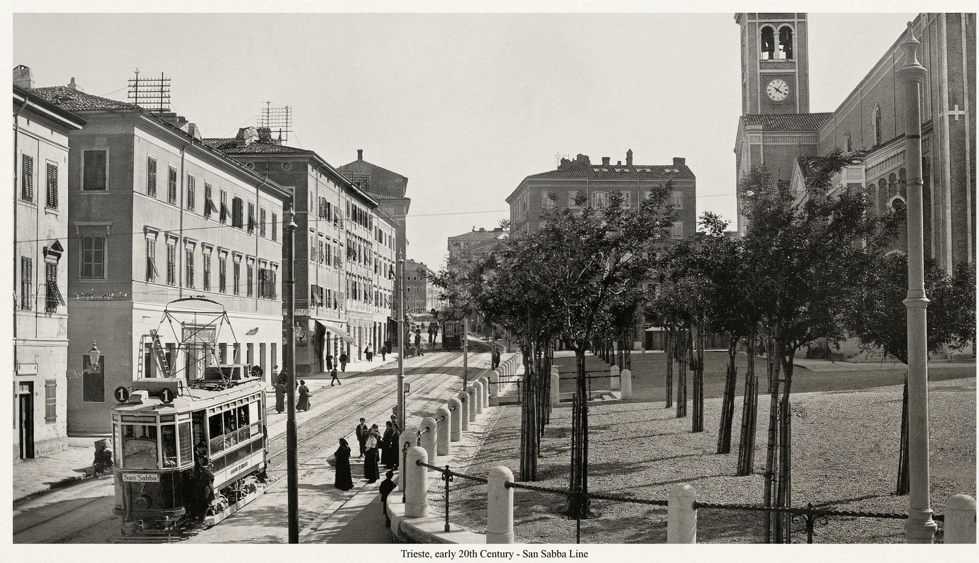 San Giacomo Square in Trieste - Tram No.1 San Sabba Line
