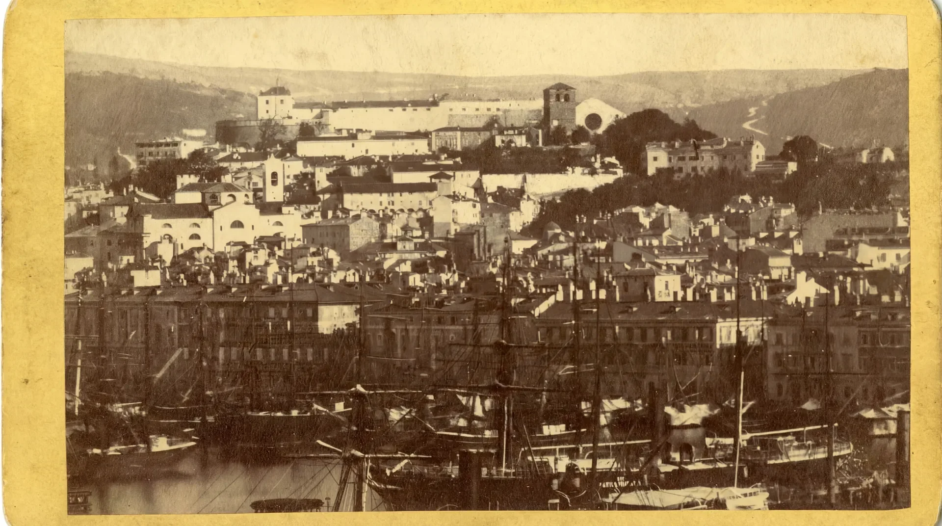 Panoramic view of the Port of Trieste and San Giusto Hill