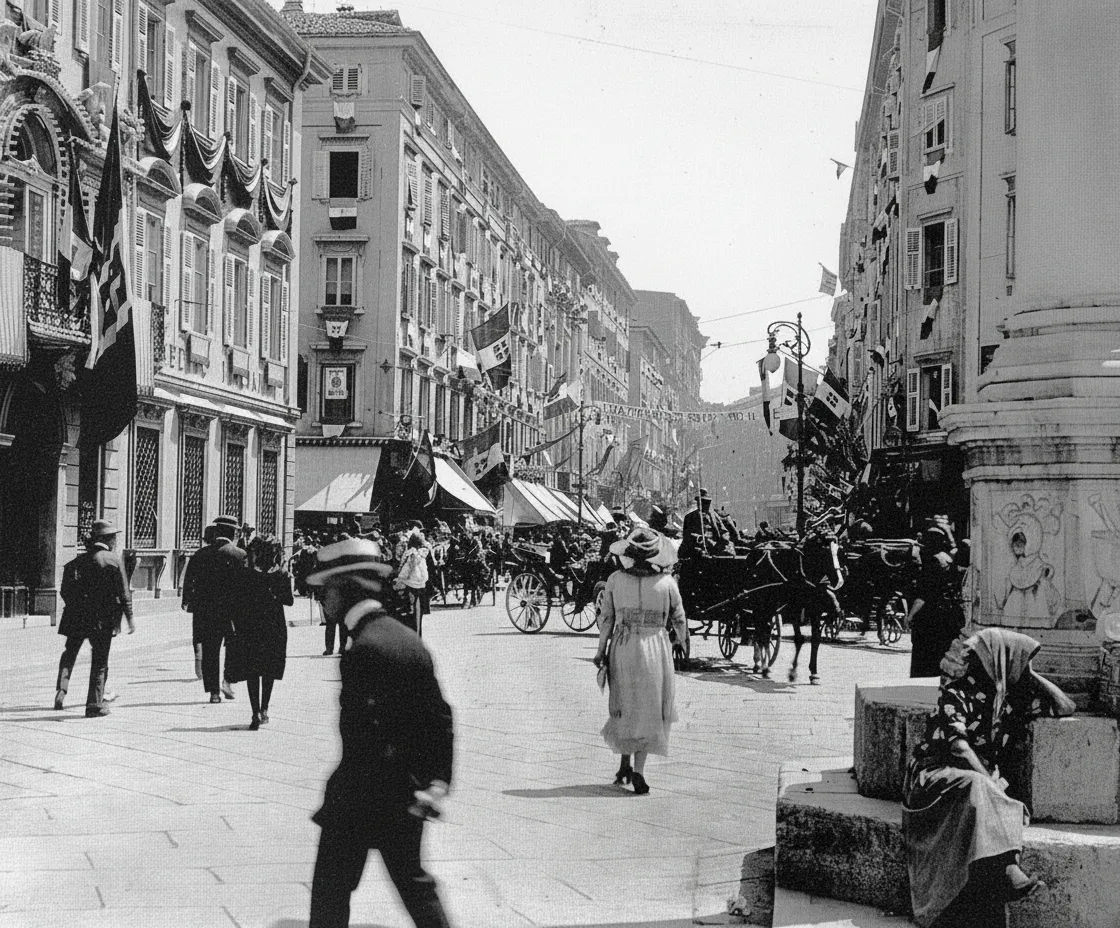 Unusual viewpoint of the Corso from Piazza della Borsa - 1922