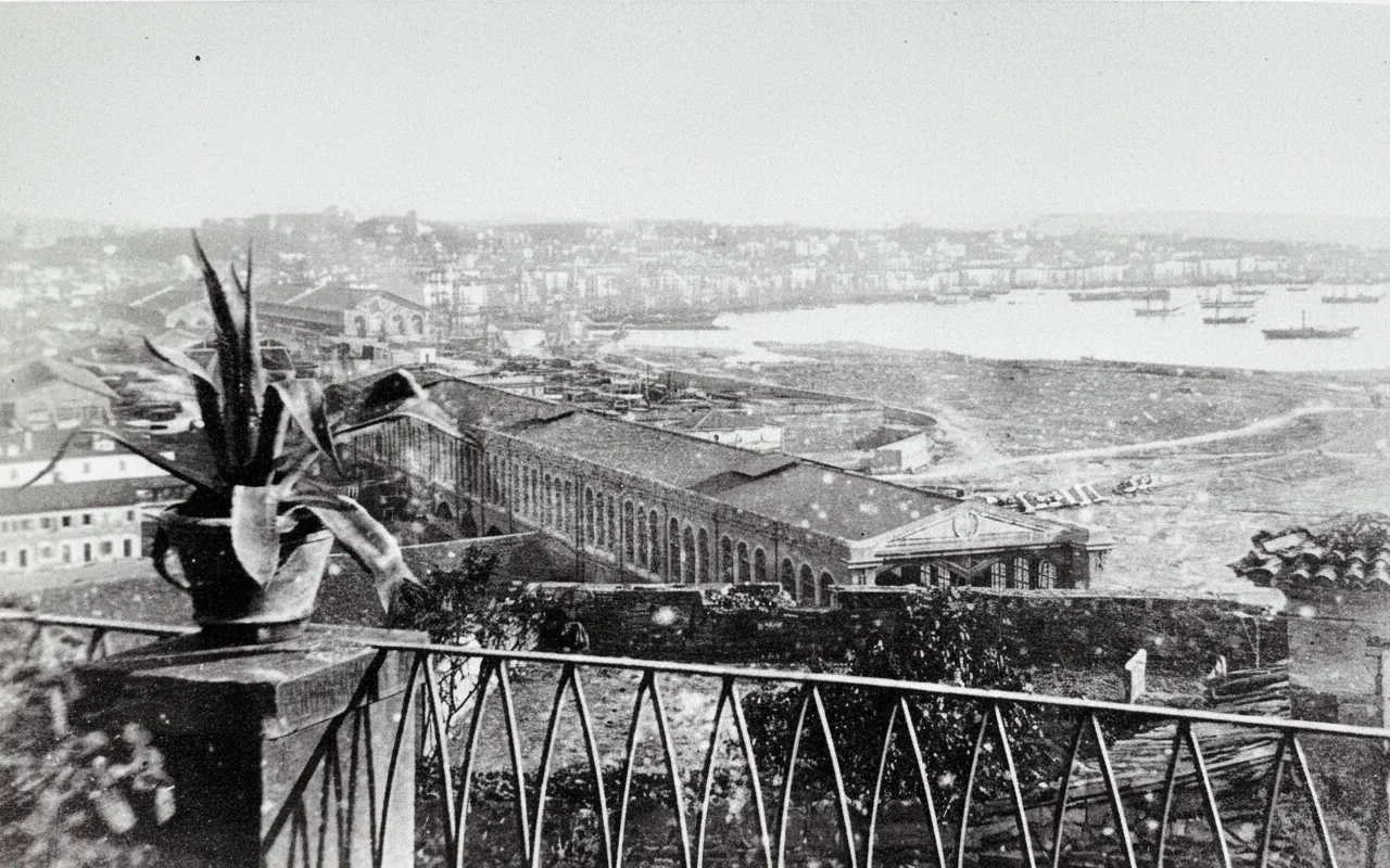 Panoramic view of the first railway station from Salita di Gretta