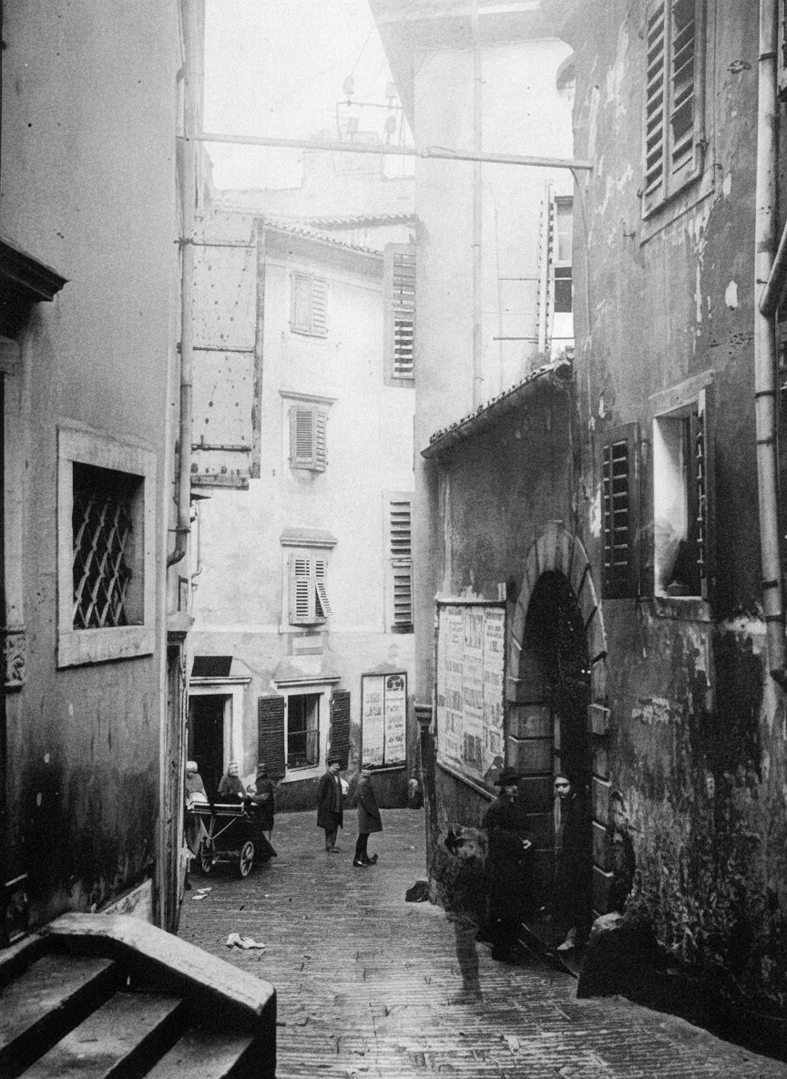 Via Rena from the Holy Trinity Church toward Via Donota, 1937