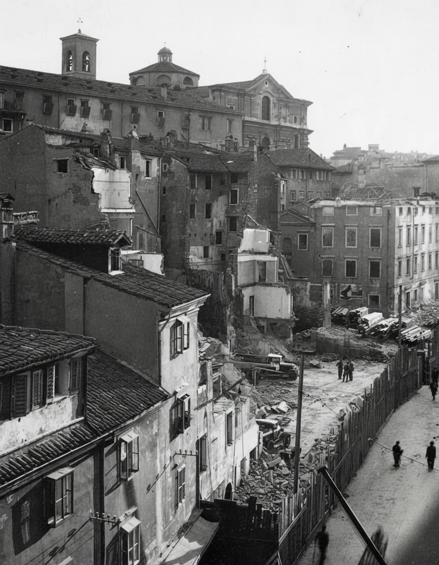 Via Riborgo during the Cittavecchia clearances, 1939